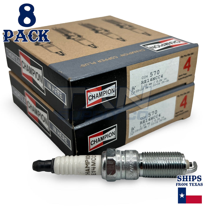 Champion Copper Plus 570 Spark Plugs for RE14MCC4 - 8 Pack