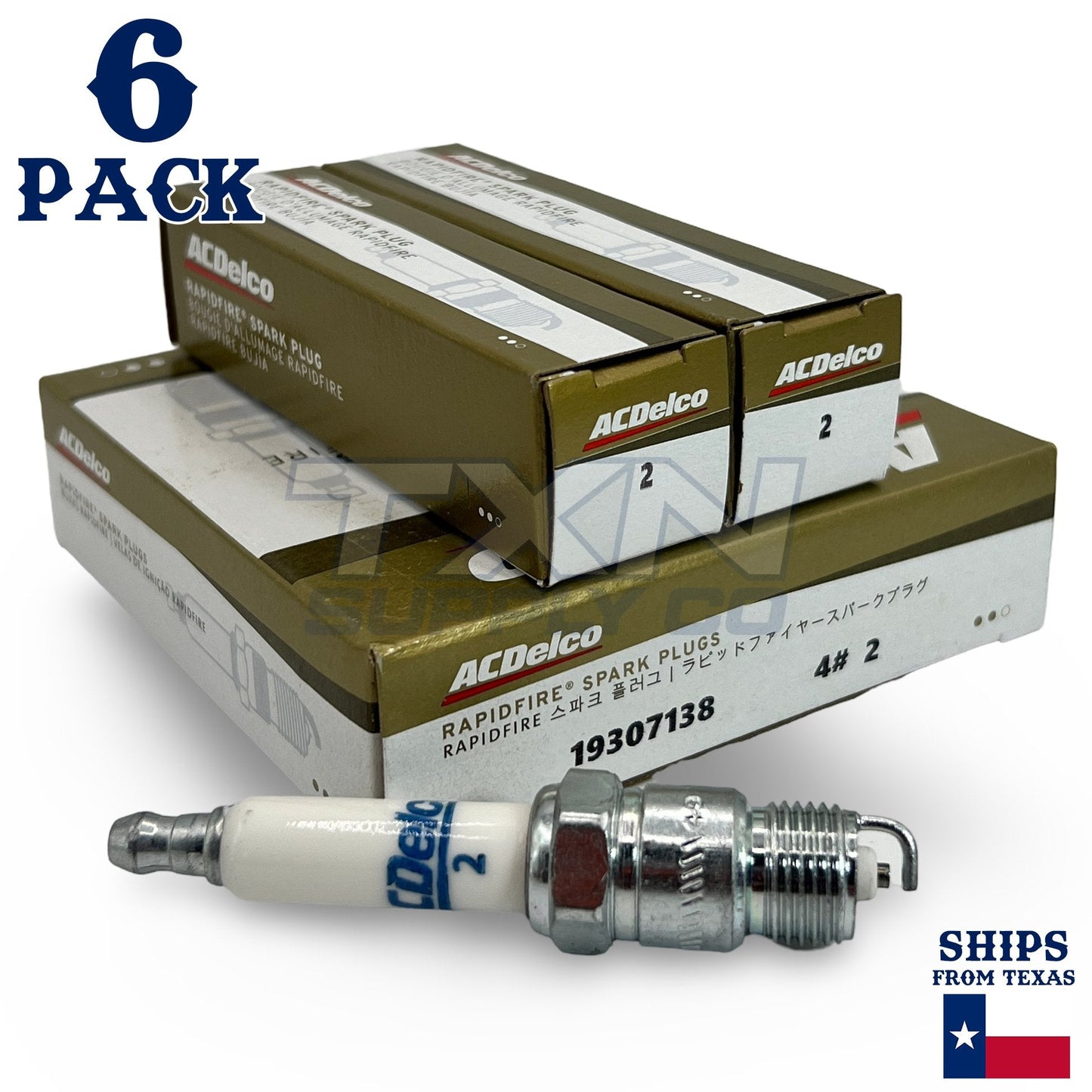 6 Pack GM ACDelco #2 RAPIDFIRE Platinum Spark Plugs 19307138 ps