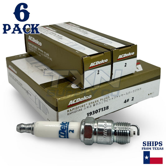 6 Pack GM ACDelco #2 RAPIDFIRE Platinum Spark Plugs 19307138 ps