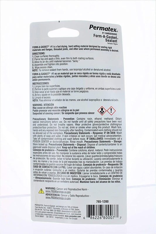 Permatex 80007 1.5 Oz Hardening Form-A-Gasket #1 Sealant