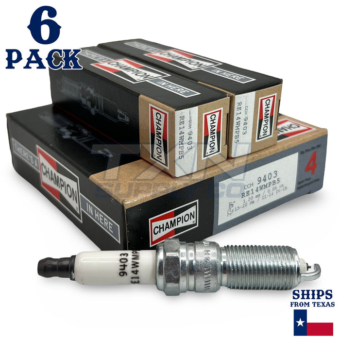 Champion 9403 Iridium Spark Plugs RE14WMPB4 - 6 Pack