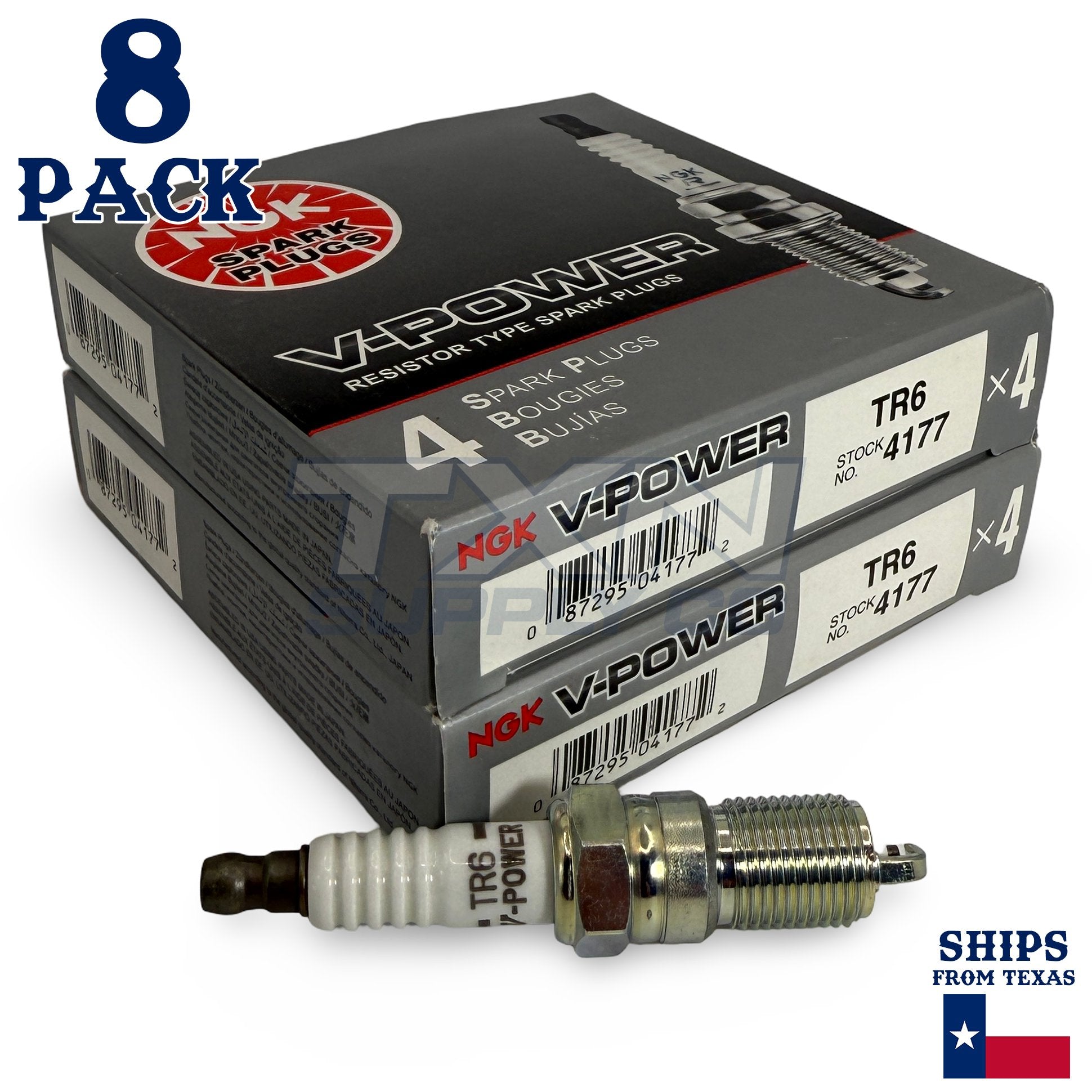 8 Pack NGK V-Power 4177 Spark Plugs TR6 ps