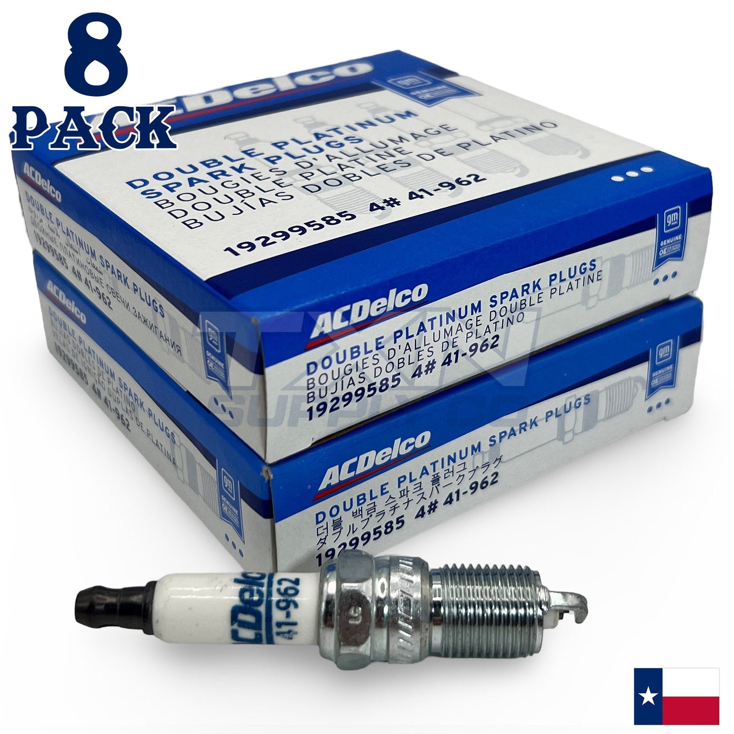 ACDelco 41-962 Platinum Spark Plug - 8 Pack - 19299585 Double Platinum