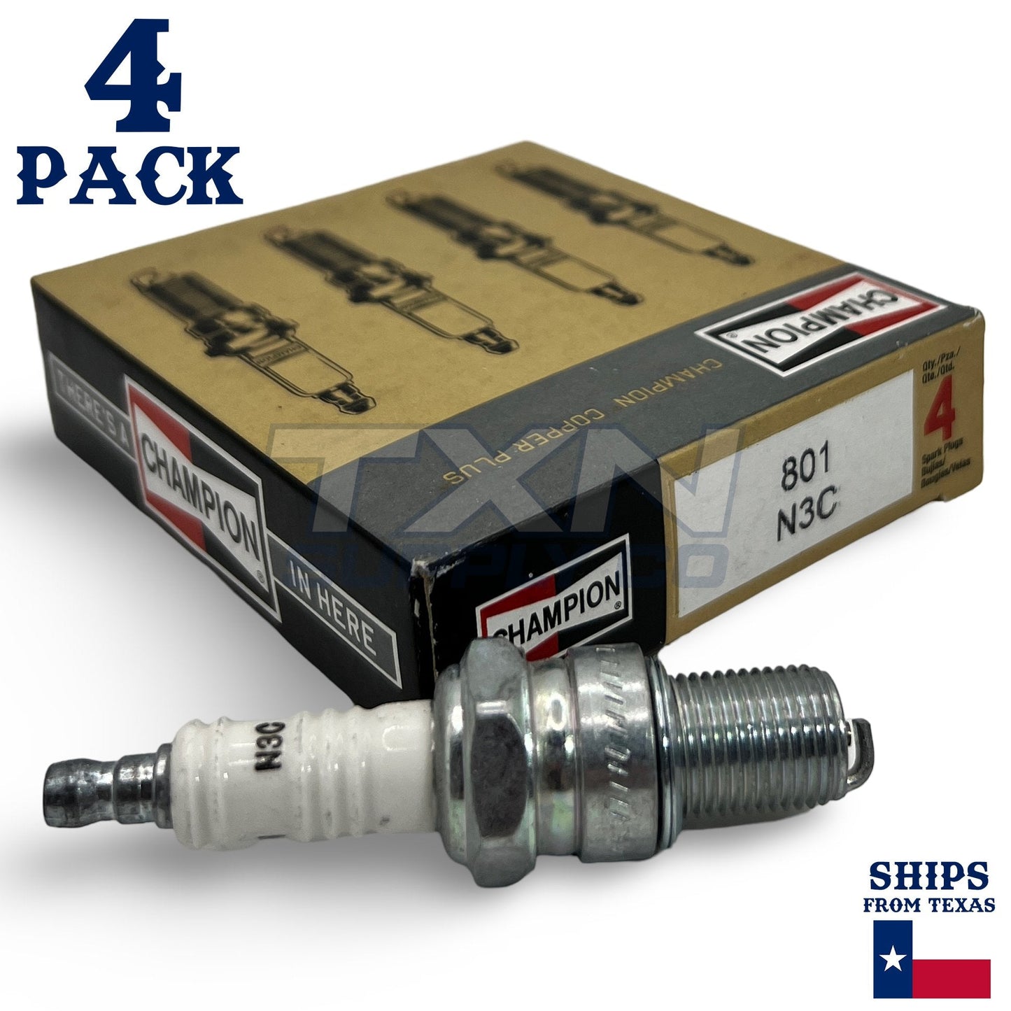 Champion 801 Copper Plus Spark Plug N3C - 4 Pack