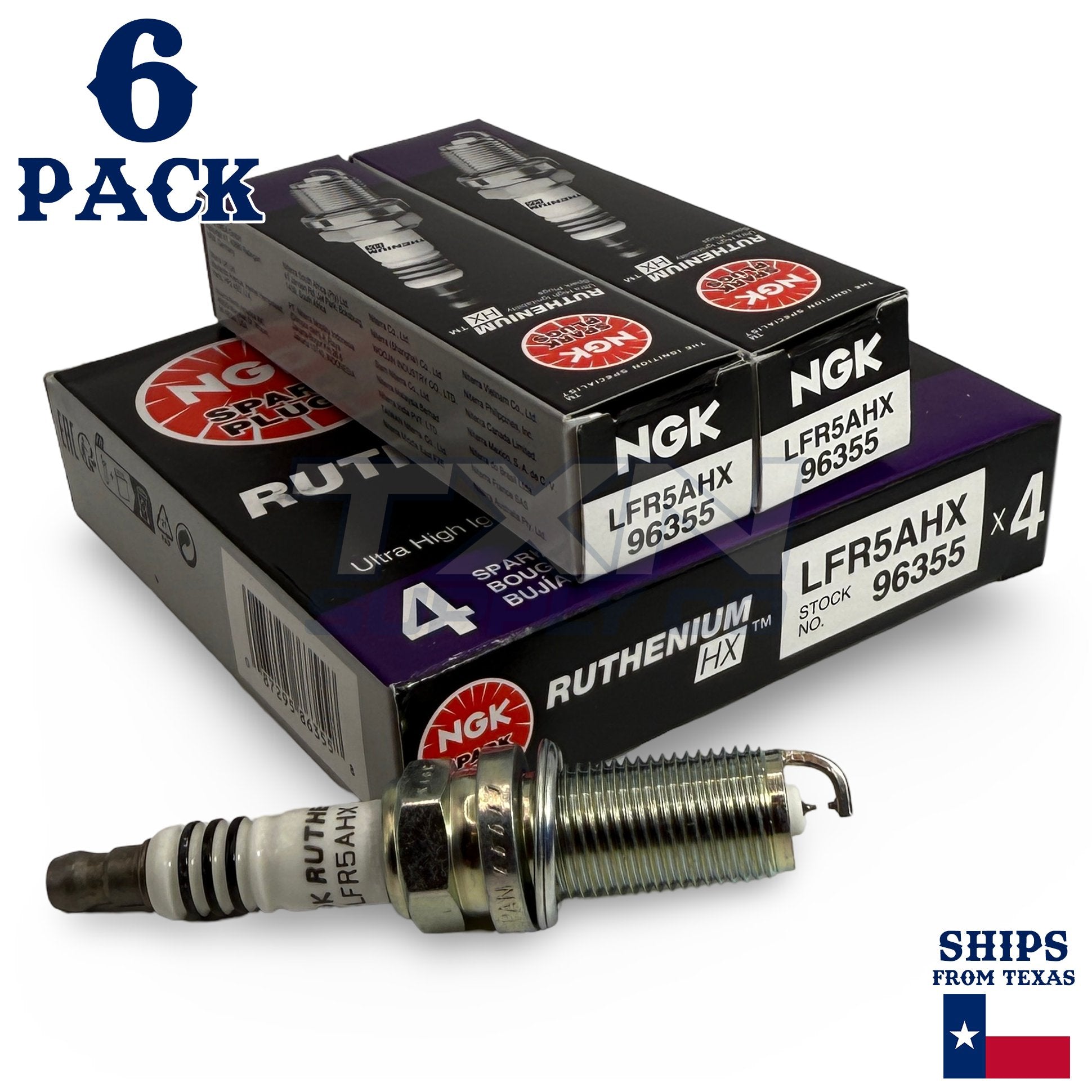 6 Pack NGK Ruthenium HX 96355 Spark Plugs LFR5AHX ps