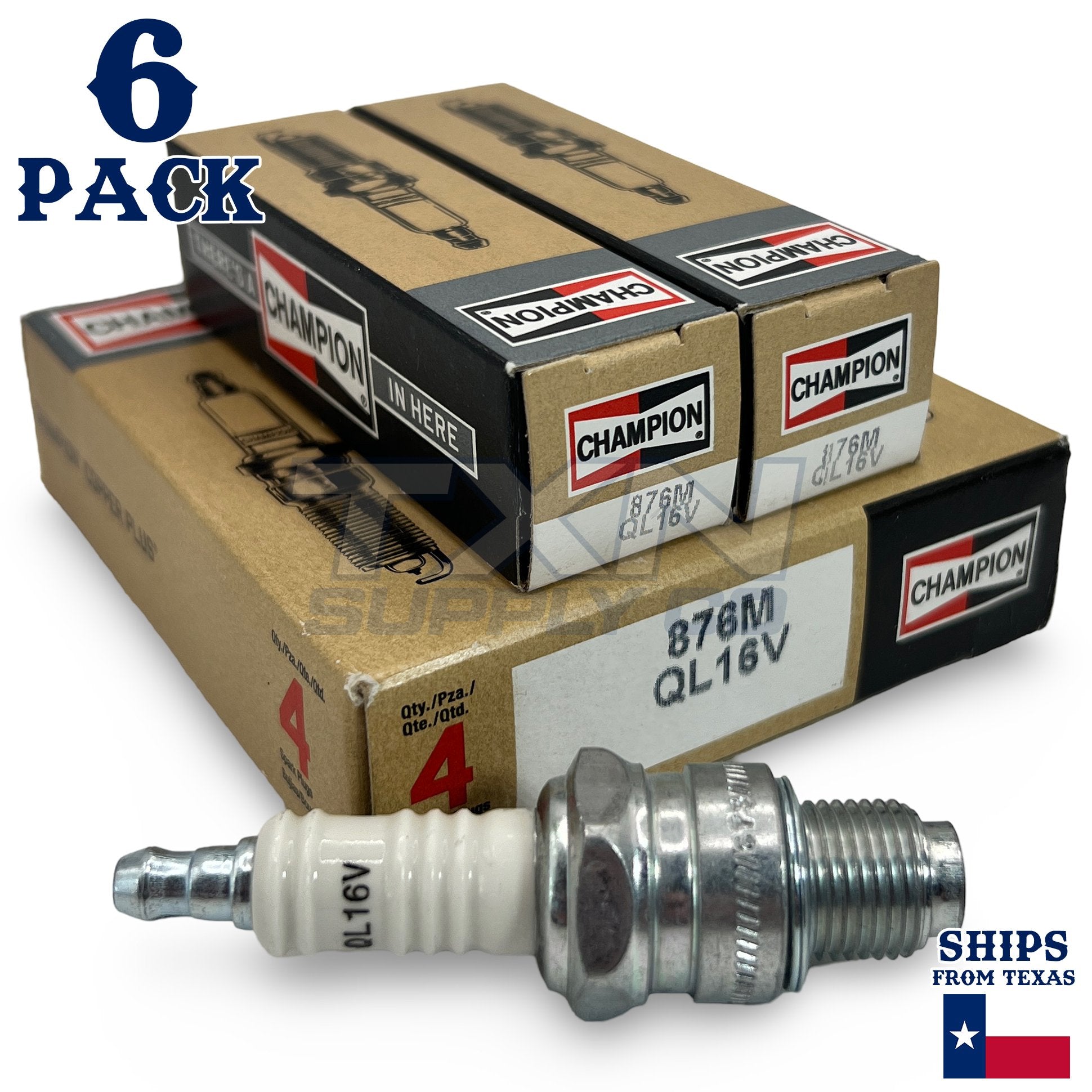 Champion 876M Copper Plus Spark Plugs QL16V Marine - 6 Pack