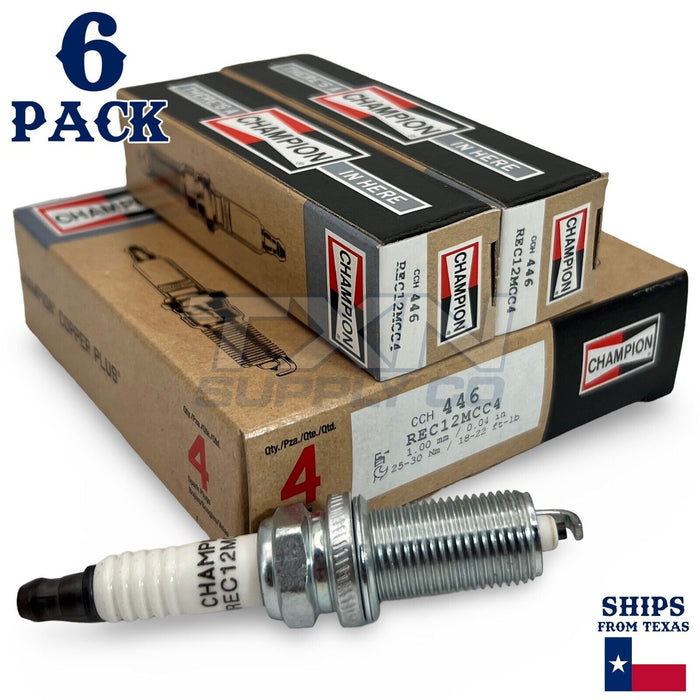 Champion 446 Copper Plus Spark Plugs REC12MCC4 - 6 Pack