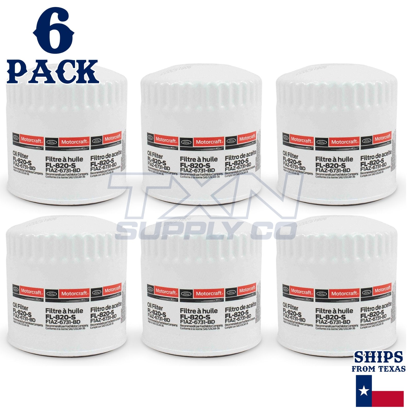 6 Pack Motorcraft FL-820-S Engine Oil Filter FL820S F1AZ-6731-BD