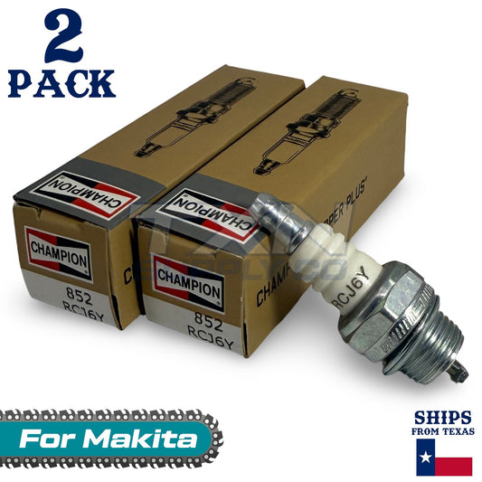 2 Pack Champion Spark Plug - For DCS7300H Makita Chainsaw
