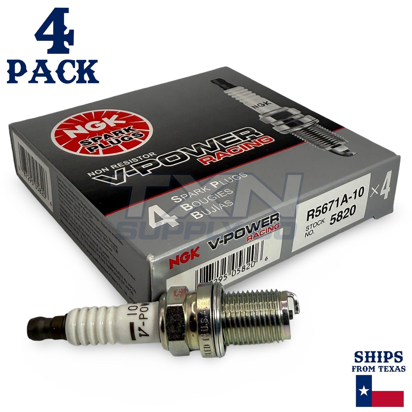 4 Pack NGK V-Power 5820 Spark Plugs R5671A-10 ps