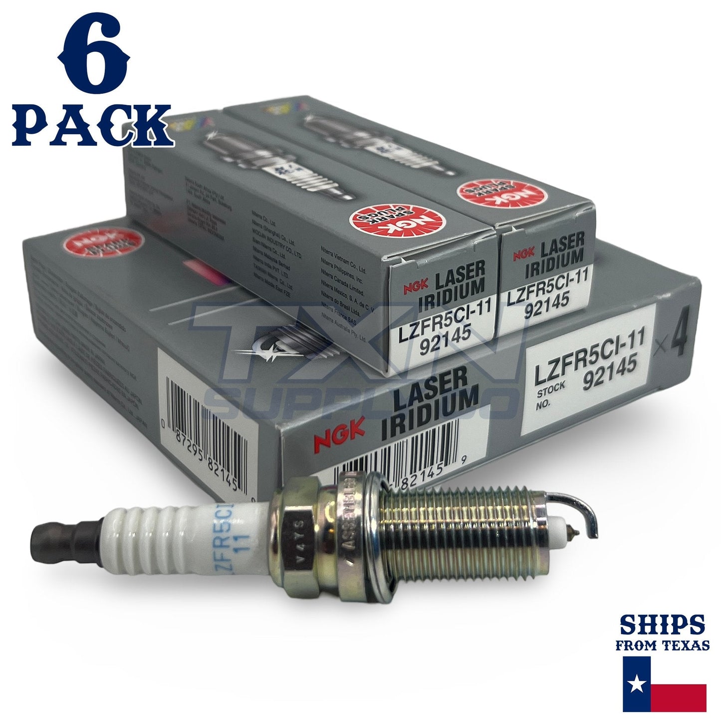 6 Pack NGK V-Power 92145 Spark Plugs LZFR5CI-11 ps