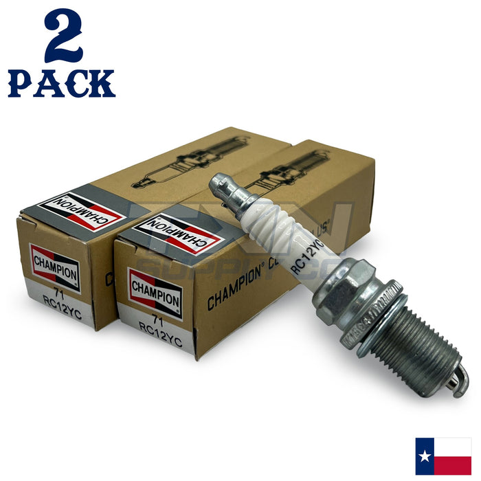 Champion 71 Spark Plug RC12YC - 2 Pack - For Briggs & Stratton 491055, 491055S, 491055T