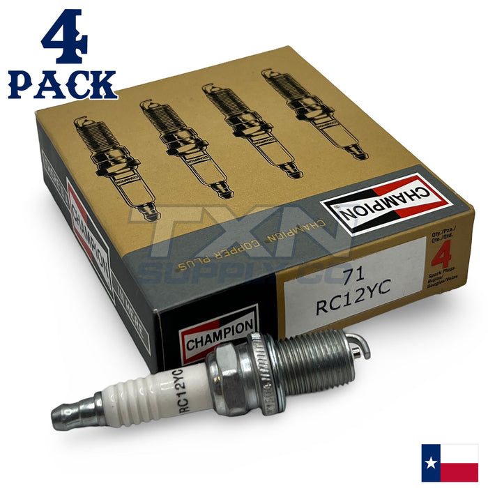 Champion 71 Spark Plug RC12YC - 4 Pack - For Champion 71, 71-1, 711, 71ECO, 71F, 71G
