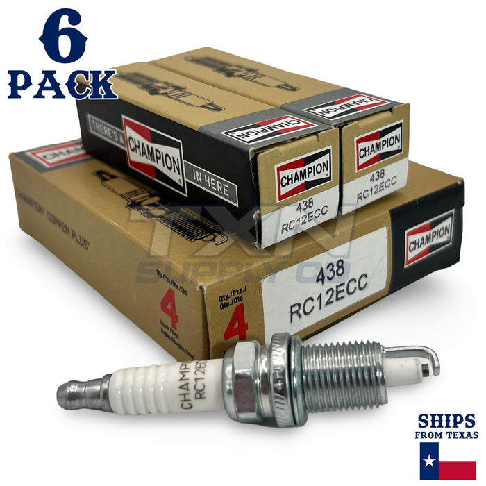 Champion Copper Plus 438 Spark Plugs RC12ECC - 6 Pack