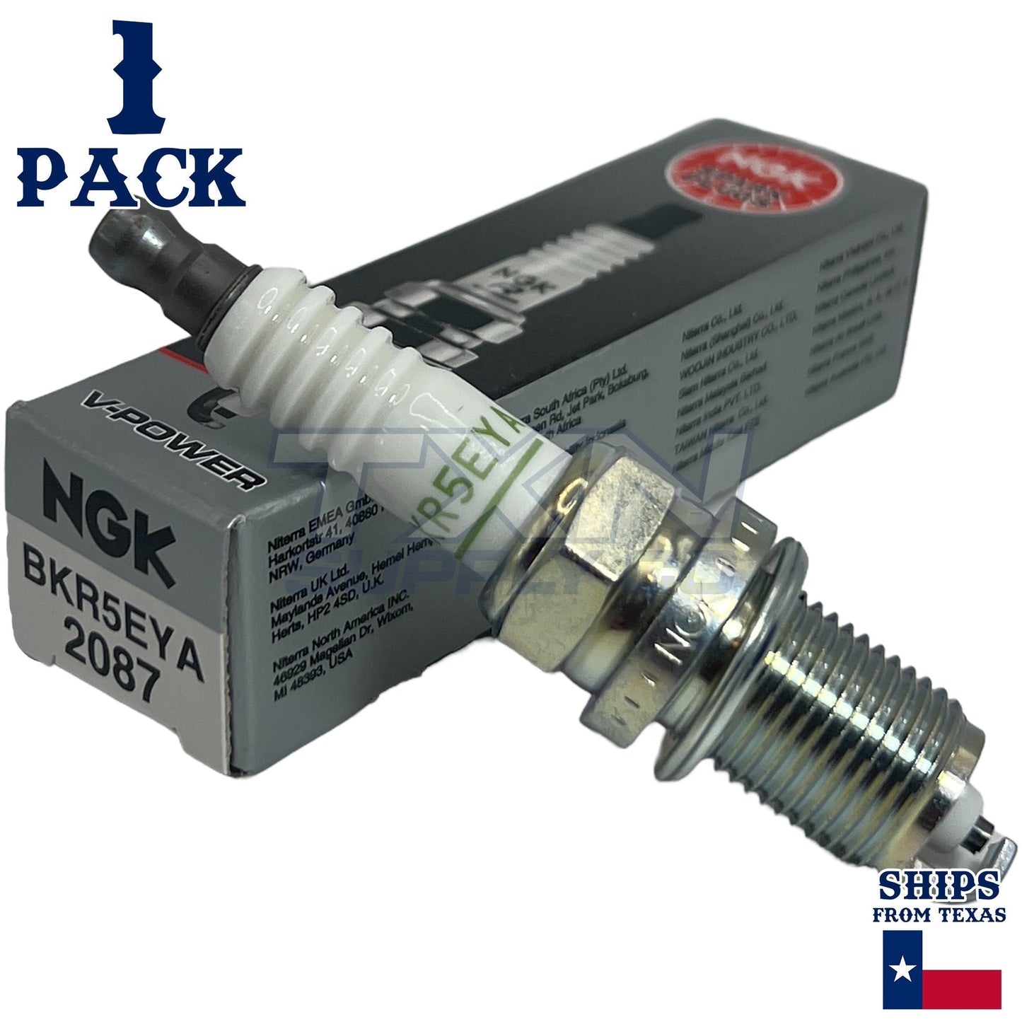 1 Pack NGK V-Power 2087 Spark Plugs BKR5EYA ps