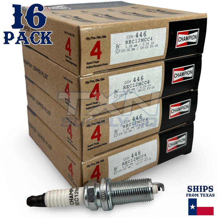 Champion 446 Copper Plus Spark Plugs REC12MCC4 - 16 Pack