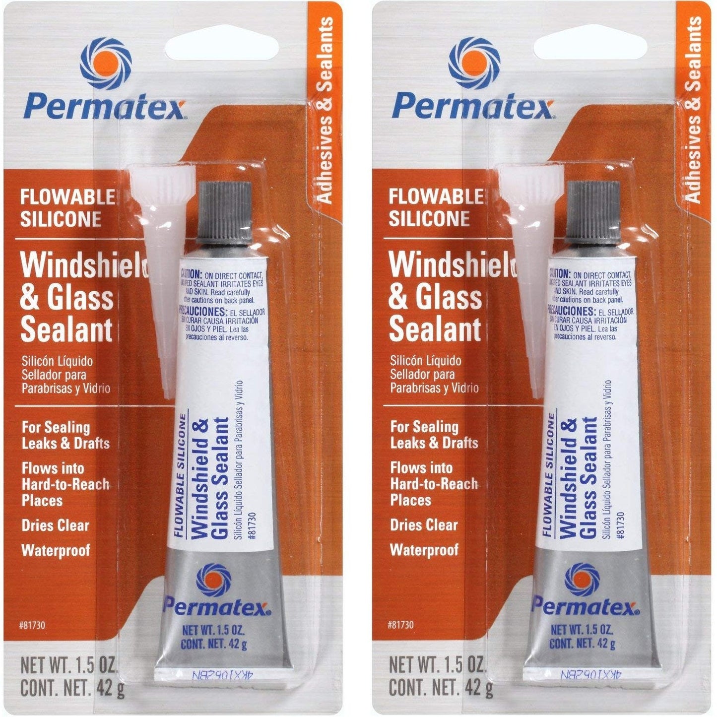 Permatex 81730 Flowable Silicone Windshield Glass Sealer, 1.5 oz. (2 Pack)