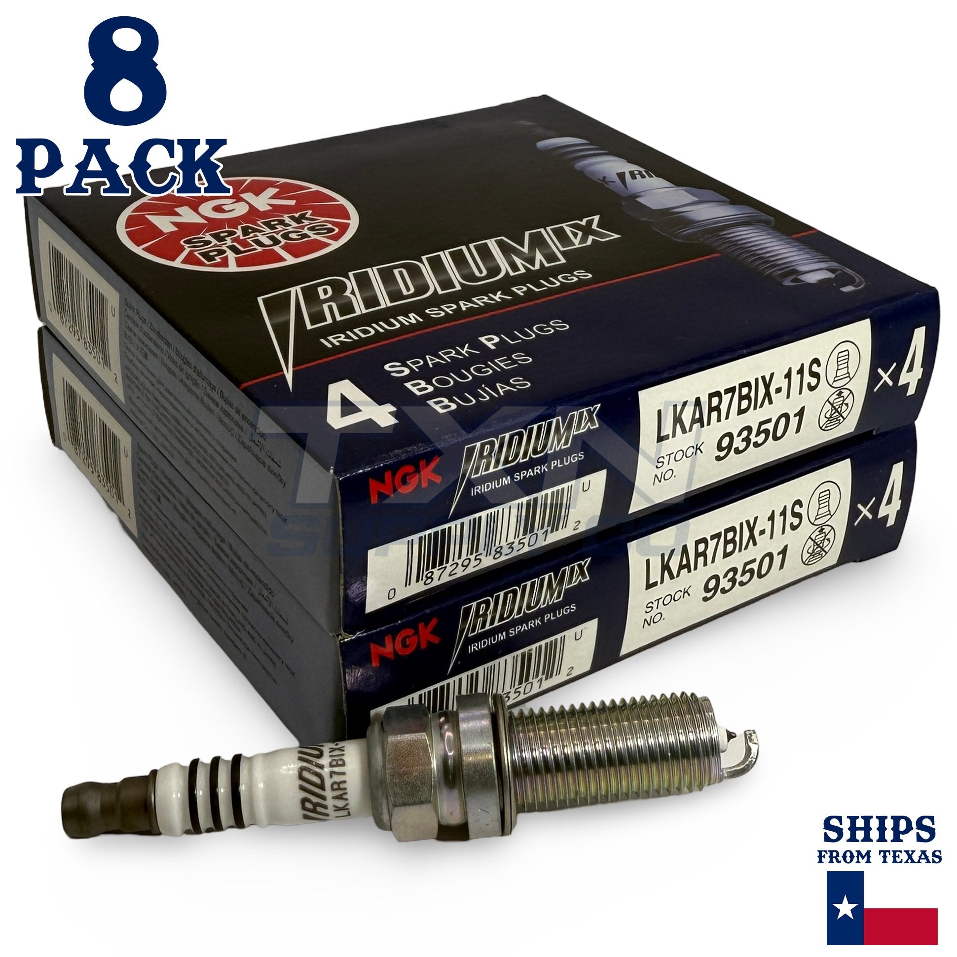 8 Pack NGK Iridium IX 93501 Spark Plugs LKAR7BIX-11S ps