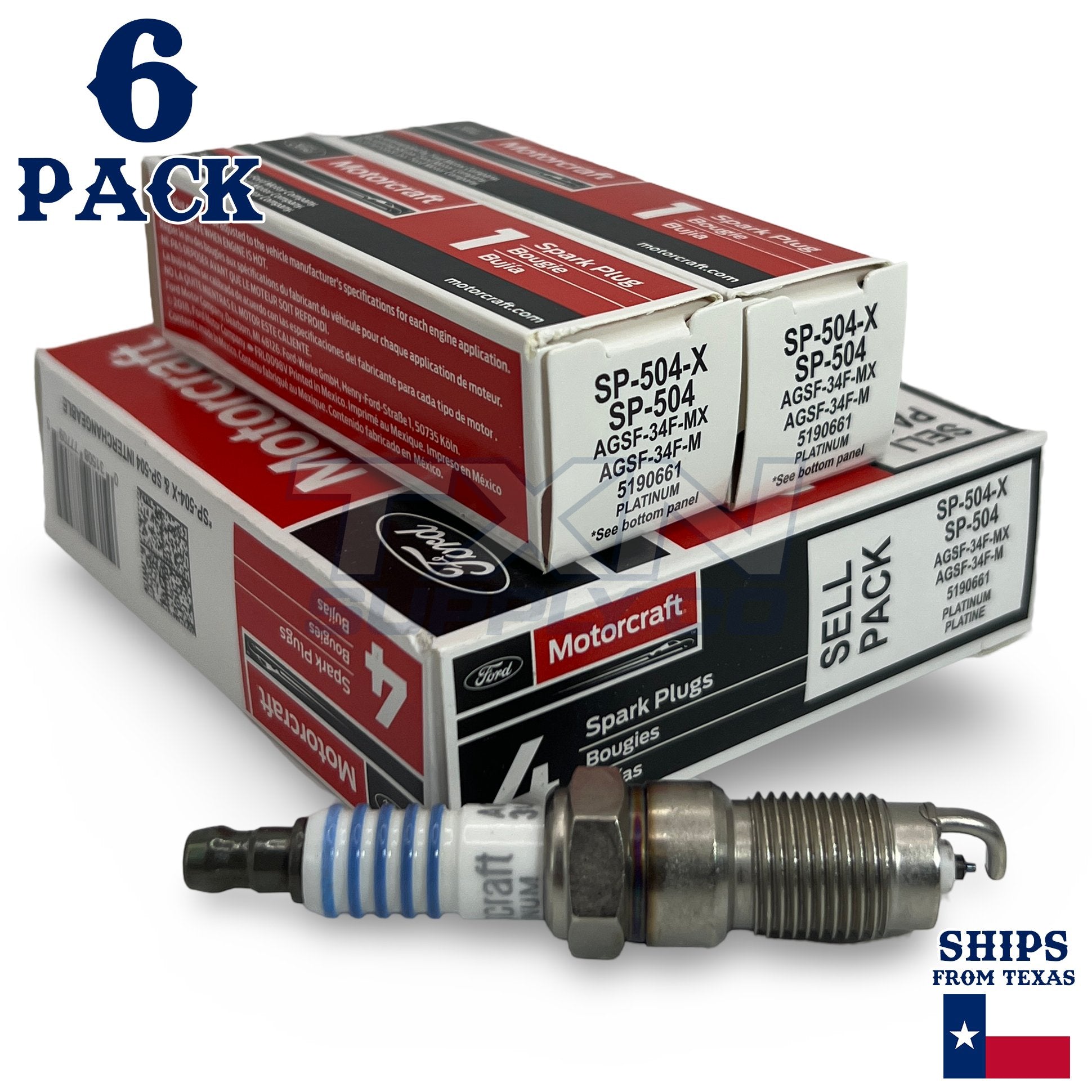 Motorcraft SP504 Platinum Spark Plugs SP-504-X - 6 Pack