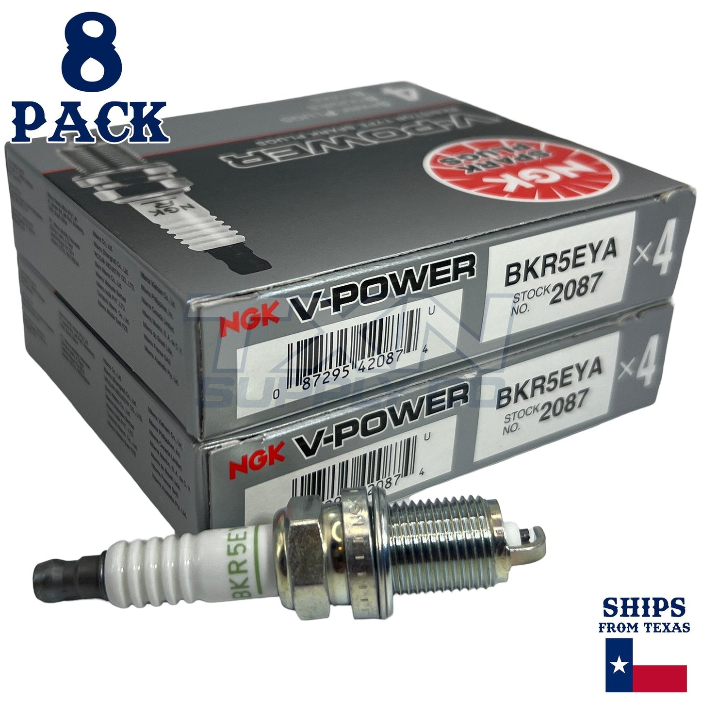 8 Pack NGK V-Power 2087 Spark Plugs BKR5EYA ps