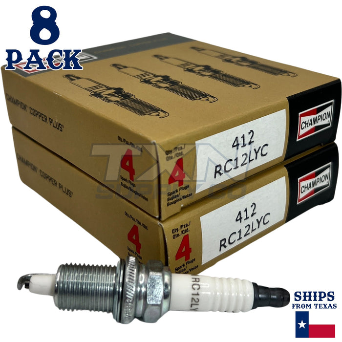 Champion 412 Copper Plus Spark Plug RC12LYC - 8 Pack