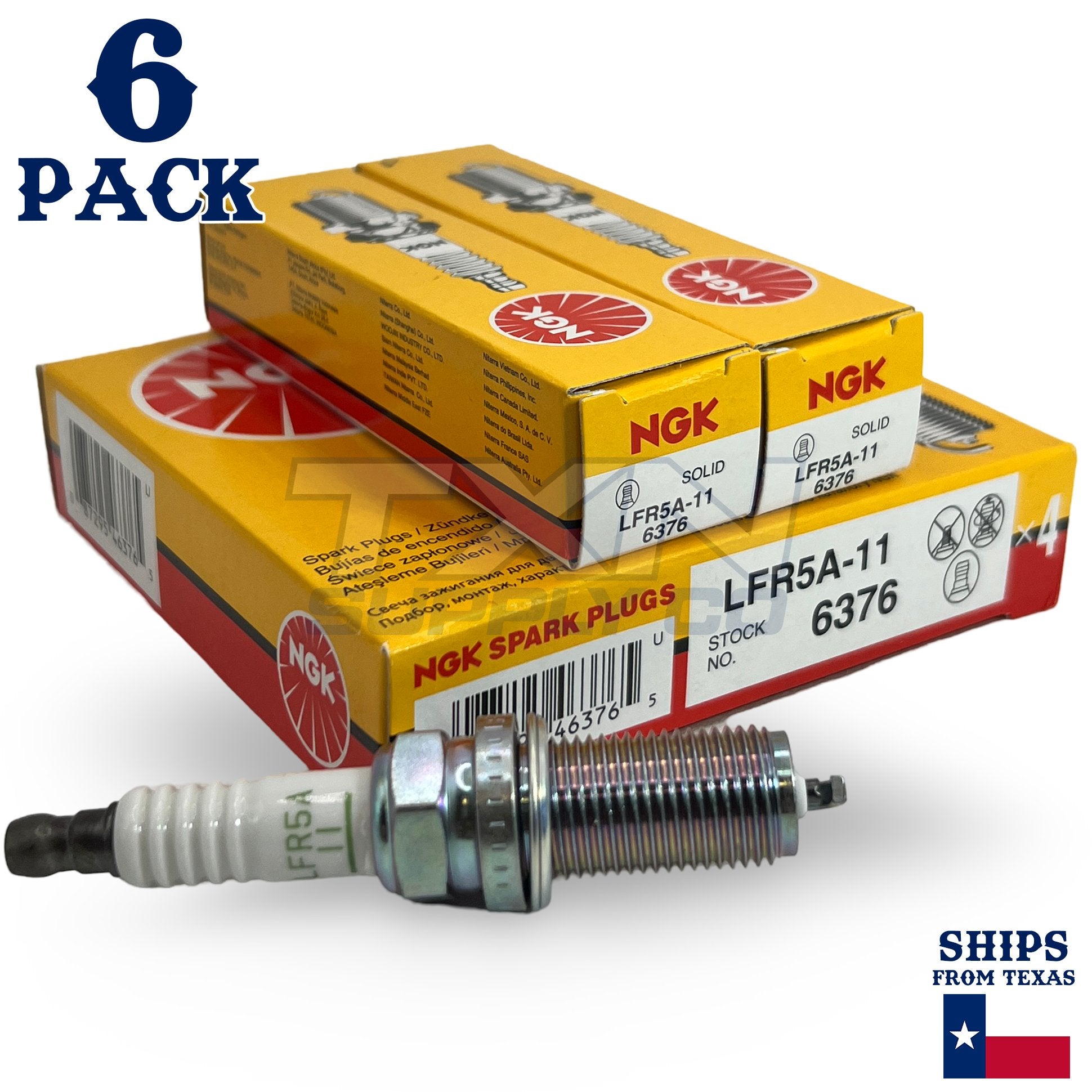 6 Pack NGK V-Power 6376 Spark Plugs LFR5A-11 ps