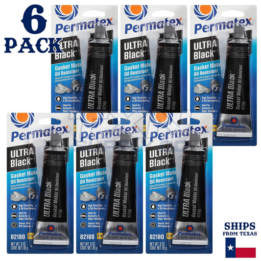 Permatex 82180 Ultra Black RTV Silicone Gasket Maker - 6 Pack