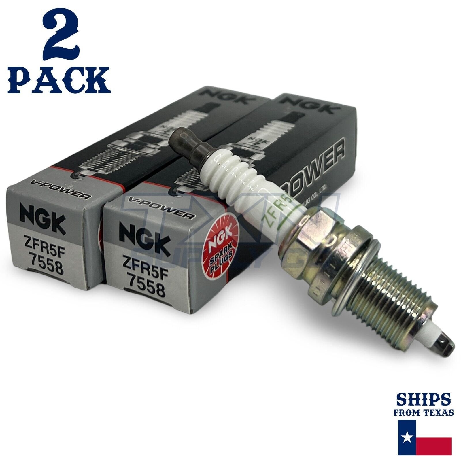 NGK 7558 V-Power Spark Plugs ZFR5F - 2 Pack