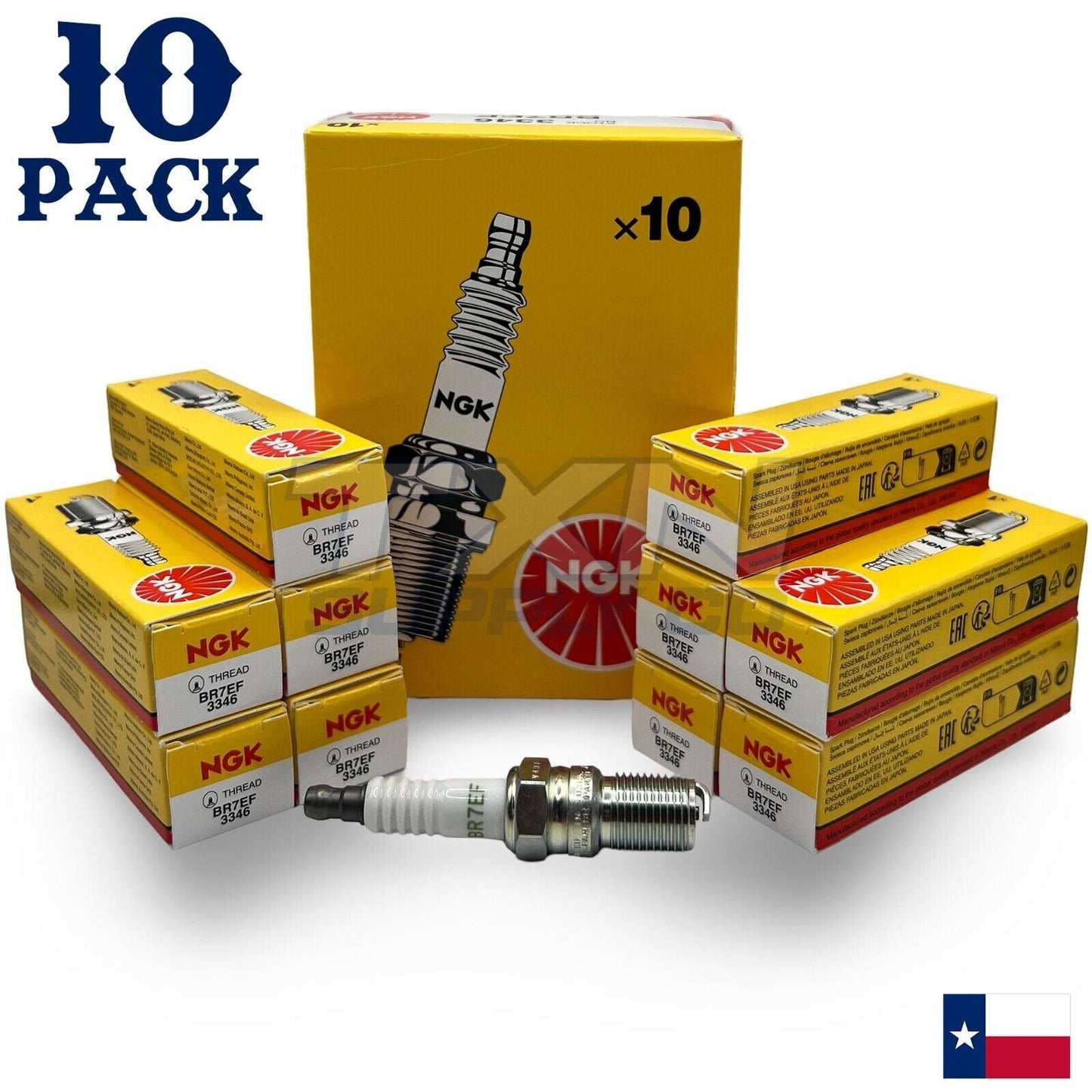 10 Pack NGK 3346 Spark Plugs BR7EF