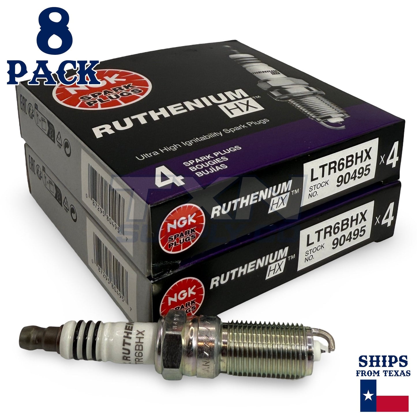 8 NGK Ruthenium HX Spark Plugs 2018-2019 for Ford E-350 Super Duty V8 6.2L ps