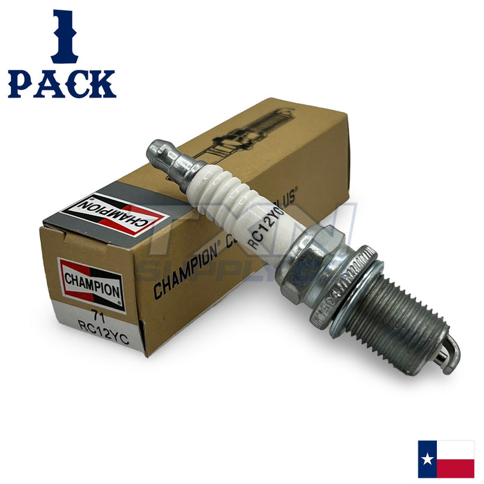 Champion 71 Spark Plug RC12YC - 1 Pack - For Kohler 14 132 03, 1413203, 24 132 01-S, 2413201S