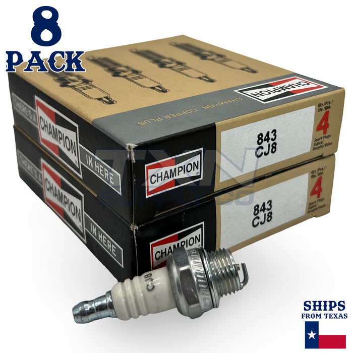 Champion 843 Copper Plus Spark Plug CJ8 - 8 Pack