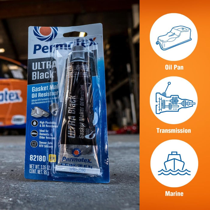 Permatex 82180 Ultra Black RTV Silicone Gasket Maker - 2 Pack