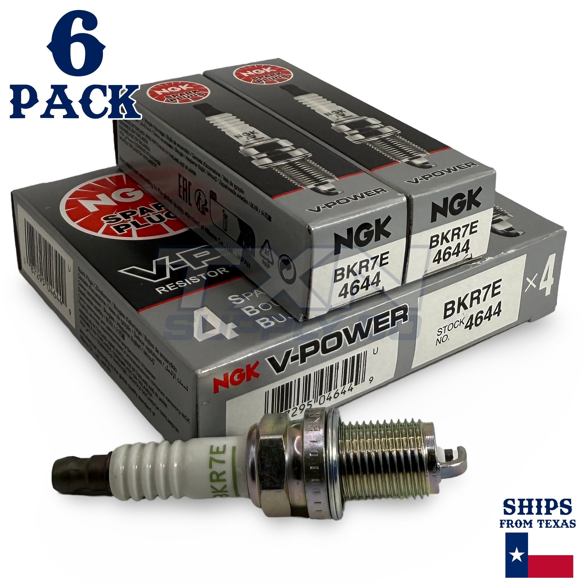6 Pack NGK V-Power 4644 Spark Plugs BKR7Eps