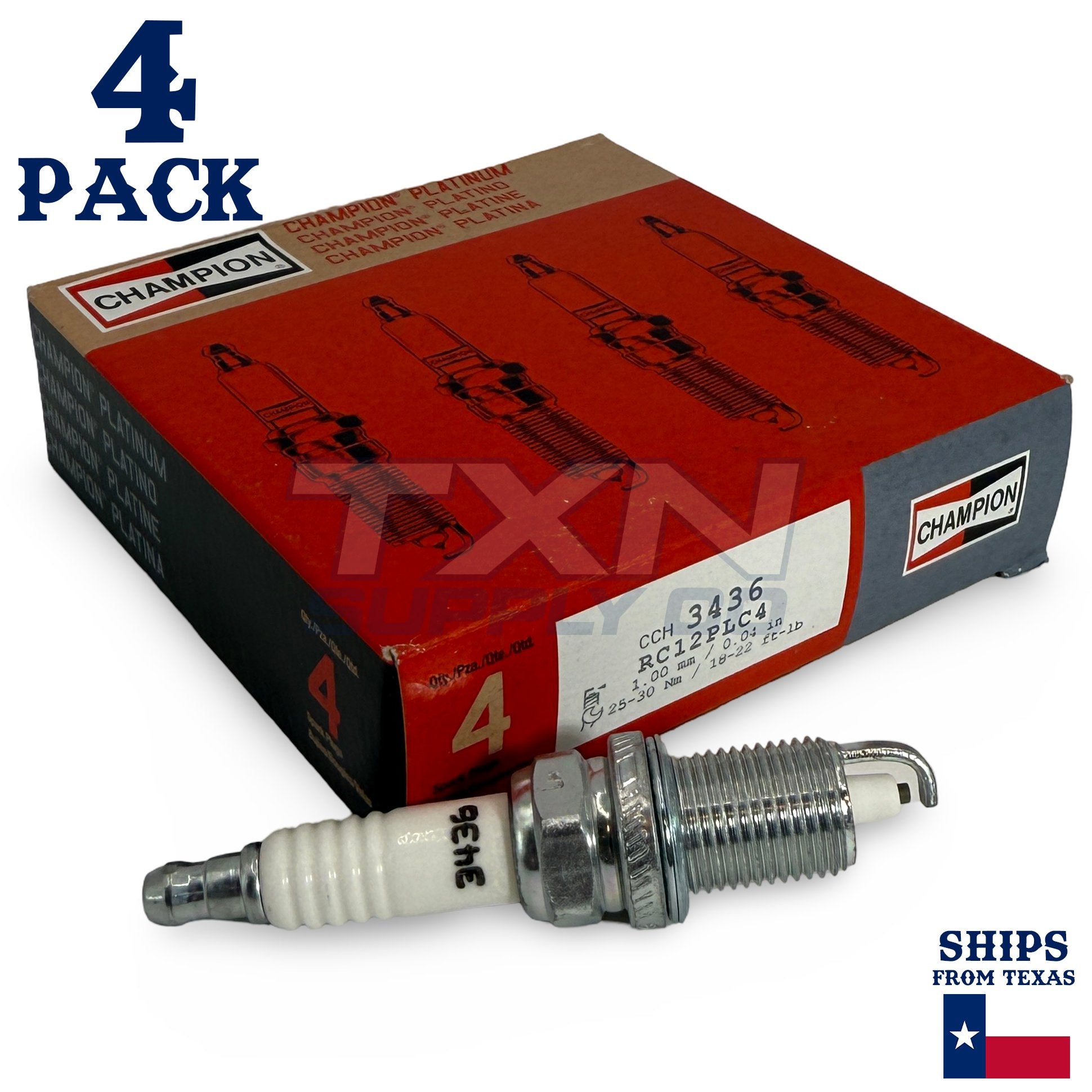Champion 3436 Platinum Spark Plugs RC12LC4 - 4 Pack