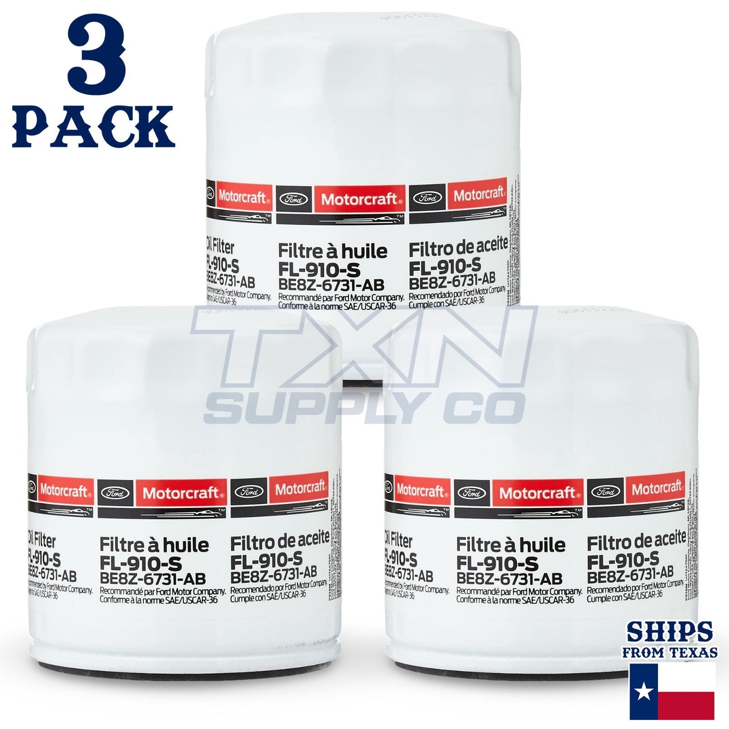 3 Pack Motorcraft FL910S Engine Oil Filter FL-910-S BE8Z-6731-AB
