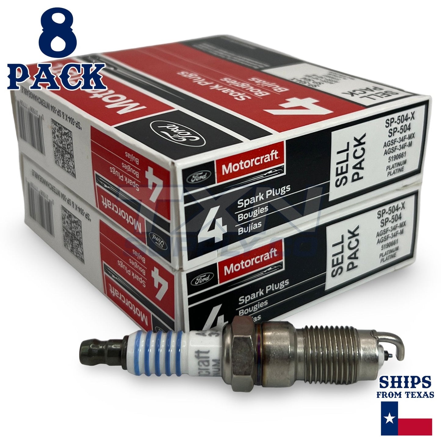 Motorcraft SP504 Platinum Spark Plugs SP-504-X - 8 Pack