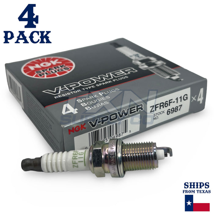 4 Pack NGK V-Power 6987 Spark Plugs ZFR6F-11G ps