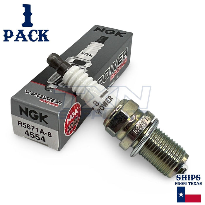 NGK R5671A-9 Racing Spark Plugs Stock 4554 Nickel Core V-Power - 1 Pack