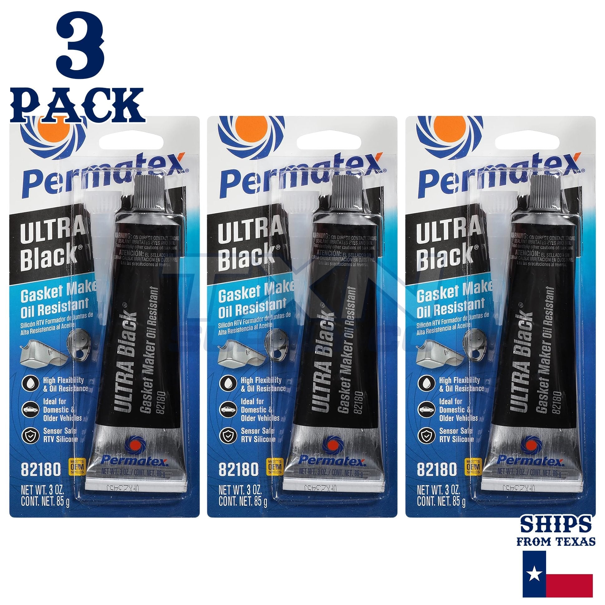 Permatex 82180 Ultra Black RTV Silicone Gasket Maker - 3 Pack