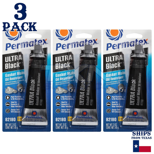 Permatex 82180 Ultra Black RTV Silicone Gasket Maker - 3 Pack