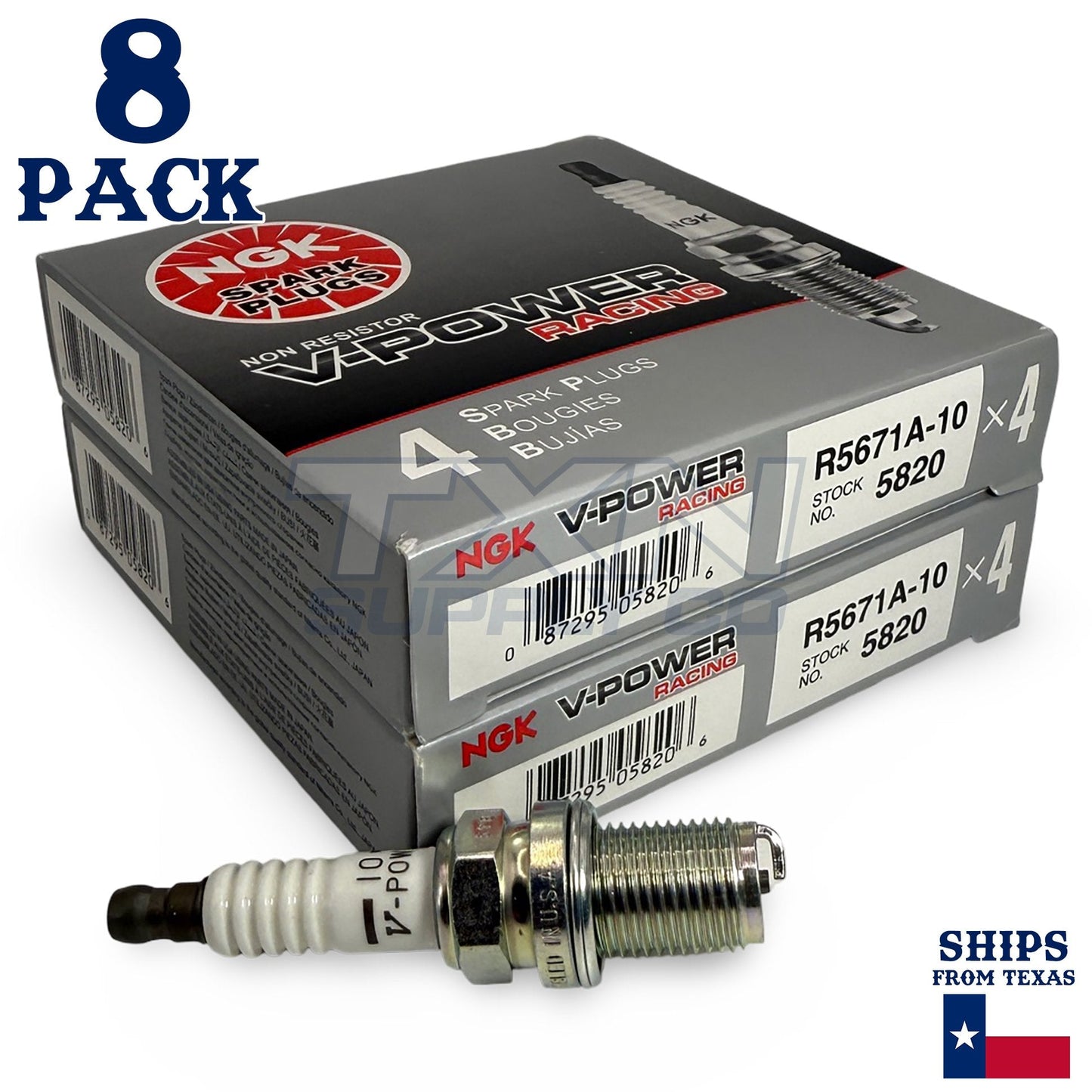 8 Pack NGK V-Power 5820 Spark Plugs R5671A-10 ps