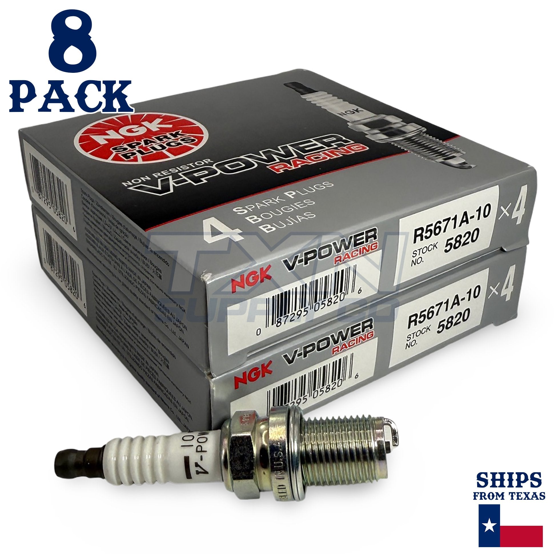 8 Pack NGK V-Power 5820 Spark Plugs R5671A-10 ps