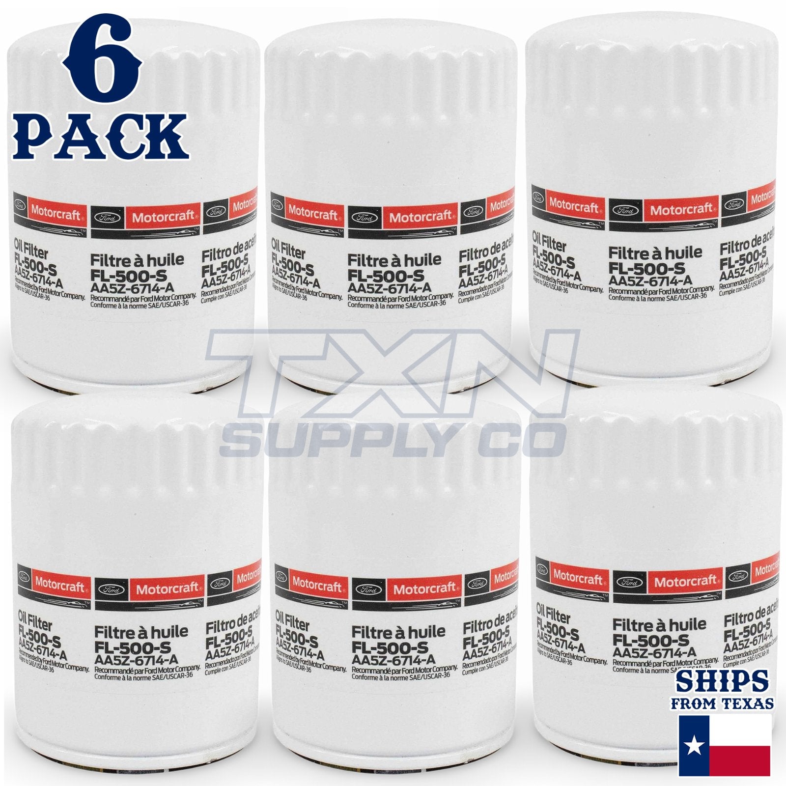 6 Pack Motorcraft FL500S Engine Oil Filter FL-500-S AA5Z-6714-A
