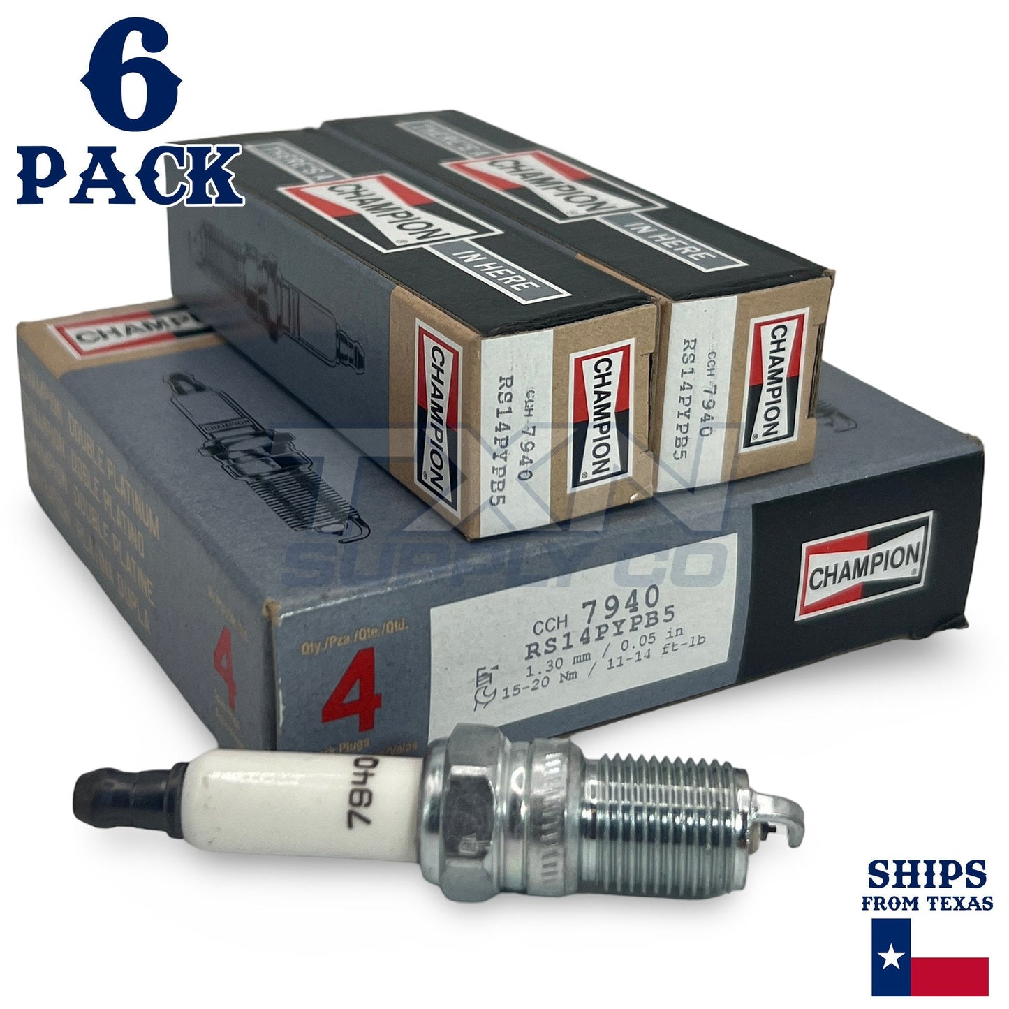 Champion 7940 Double Platinum Spark Plugs RS14PYPB5 - 6 Pack