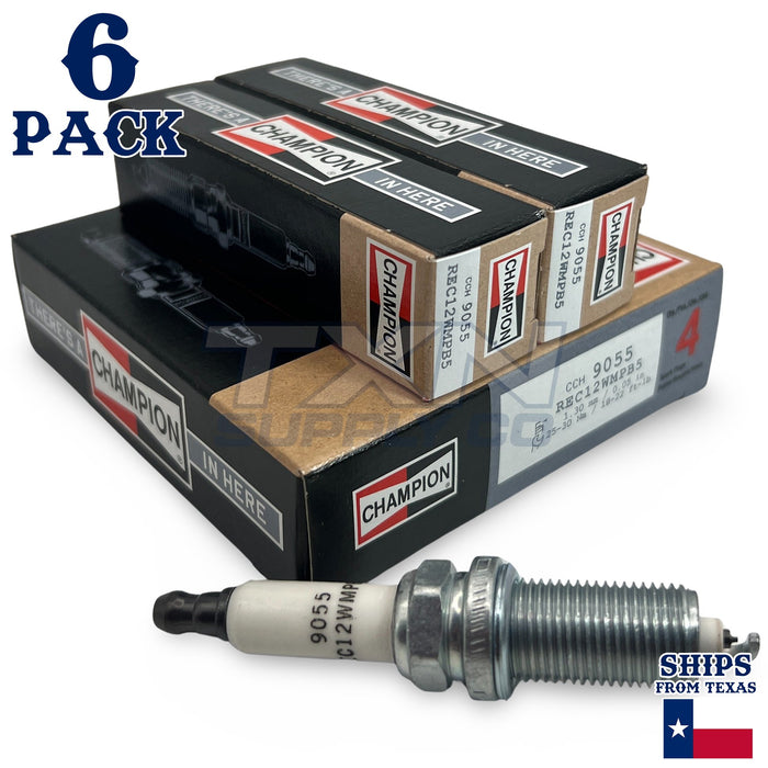 Champion 9055 Iridium Spark Plugs REC12WMPB5 - 6 Pack