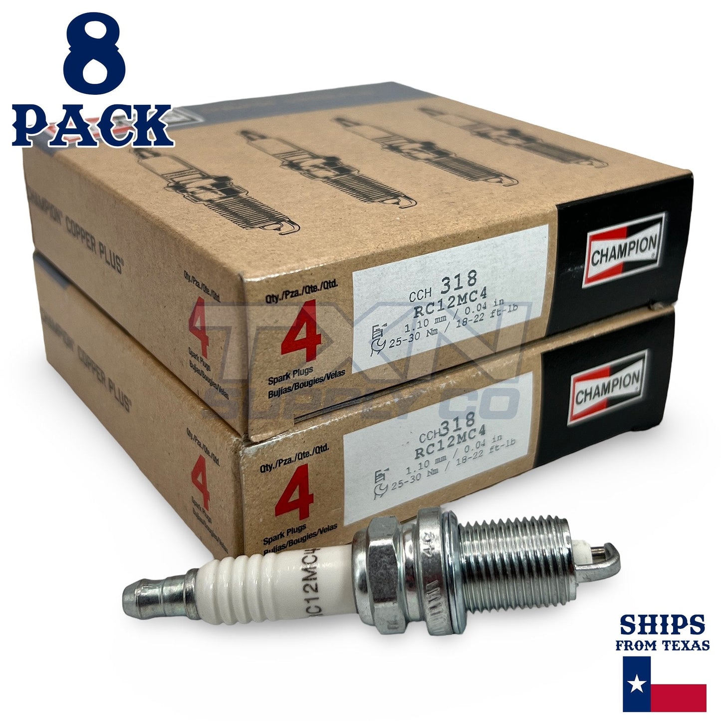Champion 318 Copper Plus Spark Plugs ZFR5F11 - 8 Pack