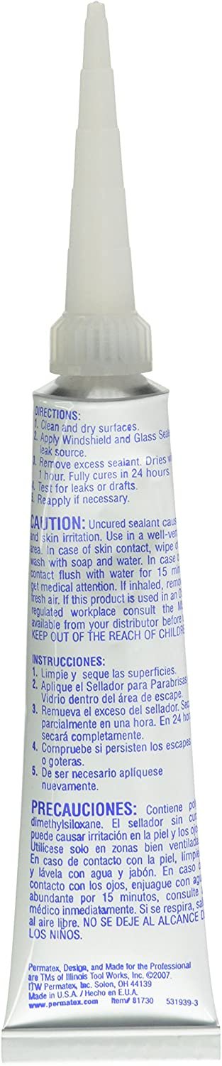 Permatex 81730 Flowable Silicone Windshield and Glass Sealer, 1.5 oz.