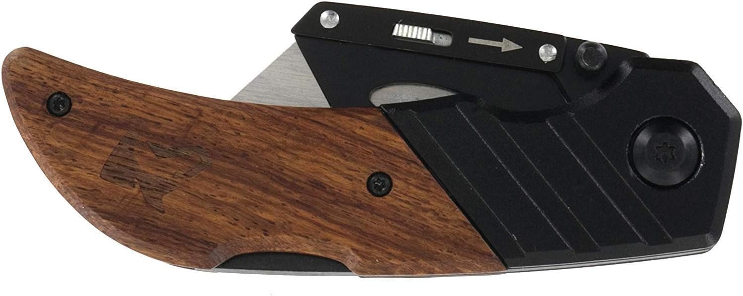 Husky 97211 Wood Handled Folding Sure-Grip Lock Back Utility Razor Knife