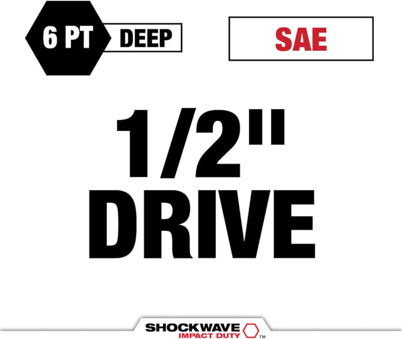 Milwaukee 49-66-6220 Shockwave Impact Duty 1/2 Drive 3/8 Deep 6 Point Socket